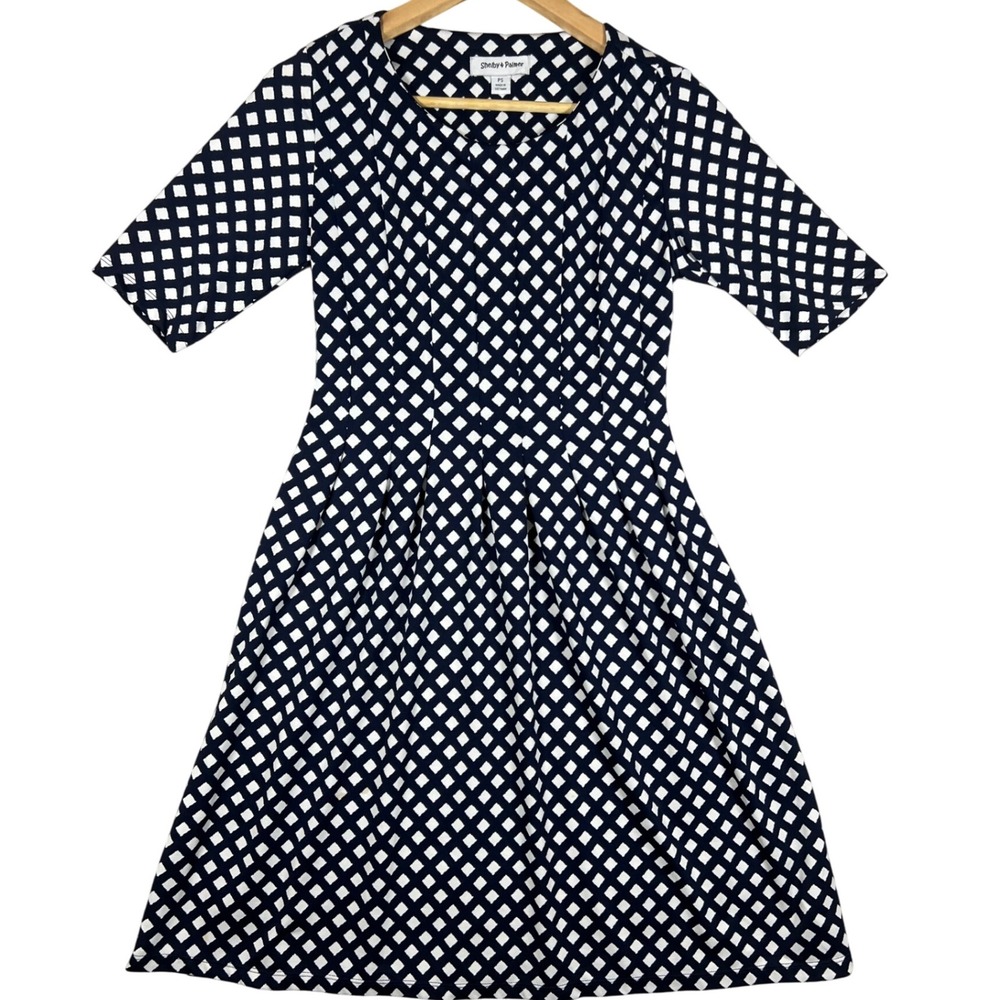 RETRO Dress Shelby & Palmer Women's PS Petite Small Blue White Checkered